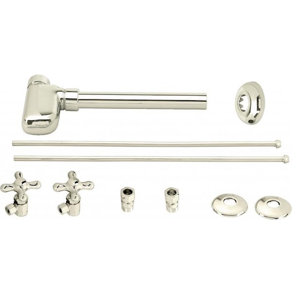 Westbrass European Pedestal Lavatory Kit - Cross Handles in Polished Nickel D1938L-05 - main